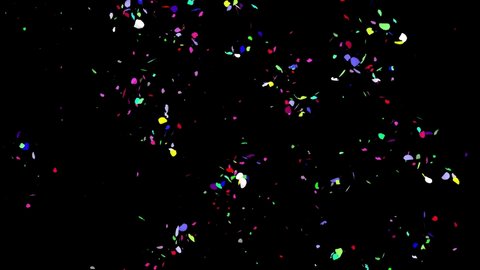Falling colorful confetti particles motion graphics with night background