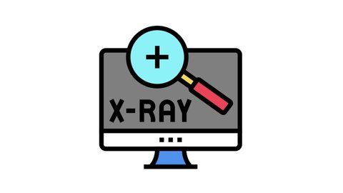 x-ray radiology researching on computer screen color icon animation