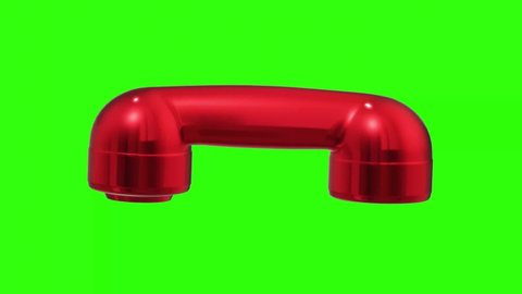  red phone ringing on green screen.animation video of a red 3d phone ringing.4k video.