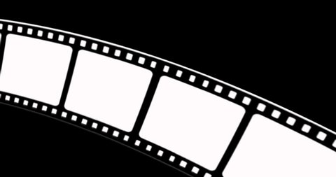 Cinema filmstrip roll on white background. Blank negative film. Long, retro film strip frame. Video tape photo film strip frame 