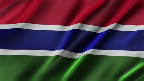 Gambia waving flag fabric texture of the flag and 3d animation background.