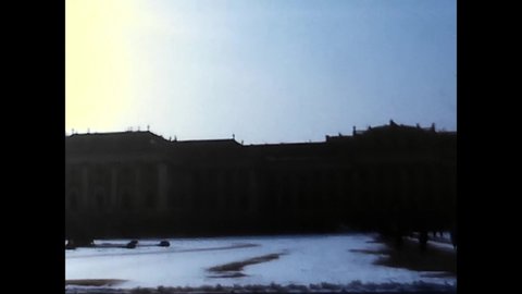 vienna, Poland april 17 1970:Move in Shot of Schönbrunn Palace Schonbrunn Palace 70s
