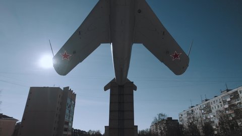 Monument to the MiG-17 aircraft, the Great Patriotic War, Russian fighter aircraft, military aircraft