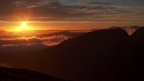 Glorious sunrise aerial view of the Snowdonia Rhinogydd mountains
