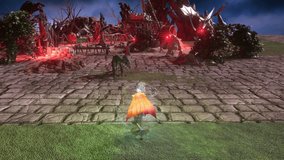 Fake fantasy RPG video game gameplay loop render 3d