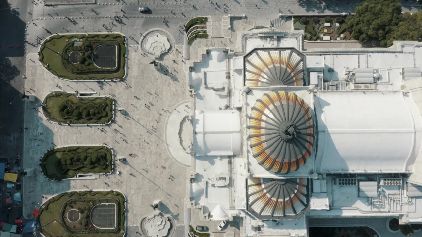 View From Above Of Palacio de Bellas Artes (Fine Arts Palace) In Mexico City - aerial top down