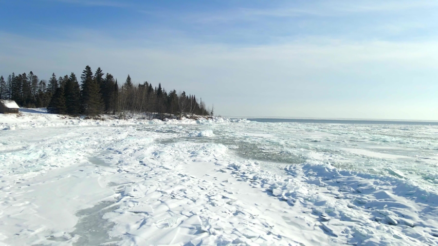 north shore minnesota winter landscape lake Stock Footage Video (100% ...