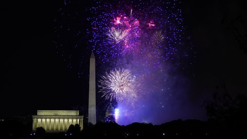 Fireworks Across the Potomac River in Washington DC Wide