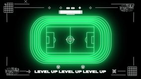 Animation of green neon sports stadium and digital interface. sports and data processing concept digitally generated video. - Powered by Shutterstock - Get 15% off with code: PIKWIZARD15