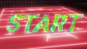 Animation of start text over neon red sports field. sports and data processing concept digitally generated video. - Powered by Shutterstock - Get 15% off with code: PIKWIZARD15