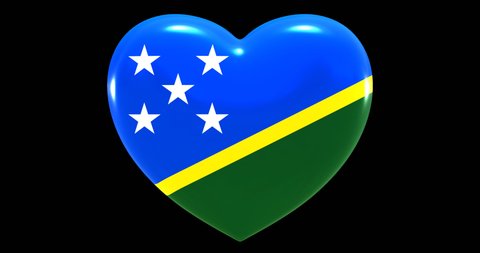 Flag of Solomon Islands on turning Heart 3D Loop Animation with Alpha Channel 4K UHD 60FPS