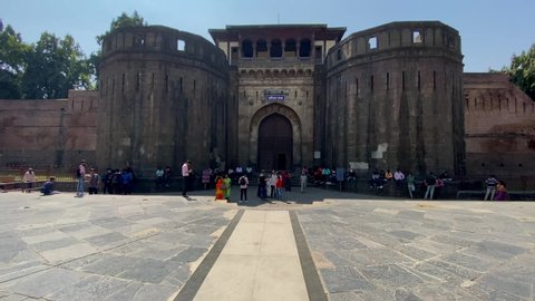 Pune Maharashtra India February 17 2022  Front view of royal palace situated in center of pune city known as Shaniwar Wada,daylight picture