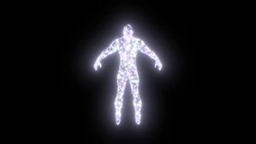 An abstract glowing man spins clockwise against a black background, and his proportions are distorted out of focus. Seamless loop. - Powered by Shutterstock - Get 15% off with code: PIKWIZARD15