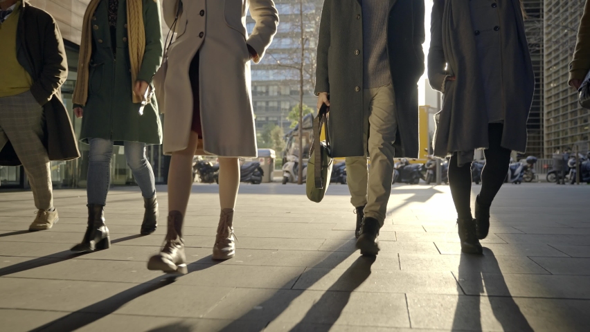 Business Team People walking together with confidence and determination towards their goal - Group of successful company professionals in the city Royalty-Free Stock Footage #1087634834