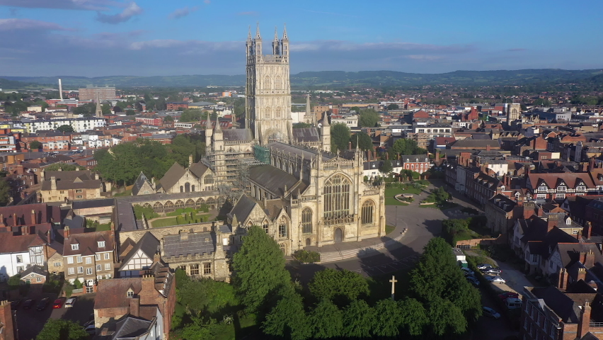 Aerial view of Gloucester Cathedral, Gloucester, Gloucestershire, England