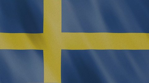 Sweden flag 4k video, motion animation realistic with fabric texture, perfect for background.