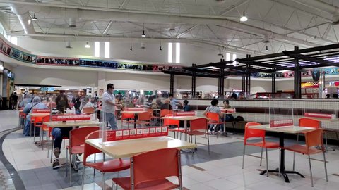Surabaya, Indonesia - Feb 13 2022 : Top floor Food court of Pakuwon Mall 1 at Surabaya city