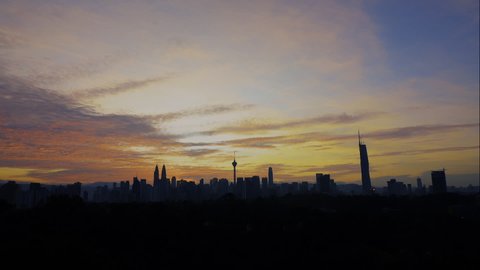 KUALA LUMPUR, MALAYSIA - FEB 20, 2022: 5.4K UHD footage view of Kuala Lumpur Cityscape in the morning .