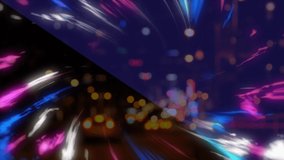 Animation of light trails over blurred background. global business, connections, digital interface and technology concept digitally generated video.