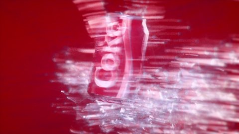 Paris, France - February 25, 2022 - Can of Coca Cola with splashes and looped in 4K