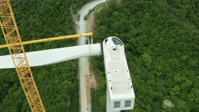 The process of installing wind power generators and blades