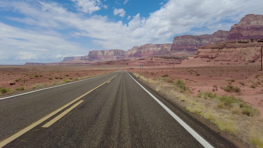 Driving Plate Grand Canyon East Rim Vermilion Cliffs Highway 89A Northbound Multicam Set 03 Front View Arizona Southwest USA Royalty-Free Stock Footage #1087682873