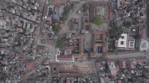 Nepal Kathmandu Durbar Square Aerial Shot Top View Basantapur Log - World Heritage Site