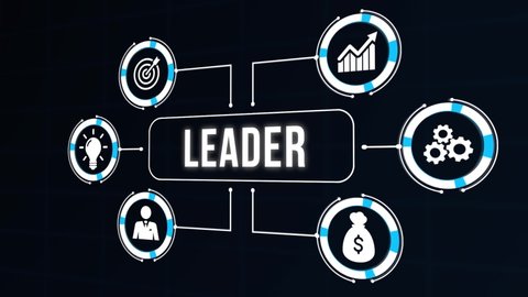 Internet, business, Technology and network concept.Successful team leader.  Business leadership concepts. A successful team leader is a manager market leader. Virtual button.