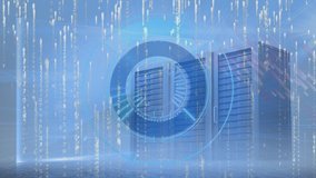 Animation of data processing over server room. global connections, business, digital interface, technology and networking concept digitally generated video. - Powered by Shutterstock - Get 15% off with code: PIKWIZARD15