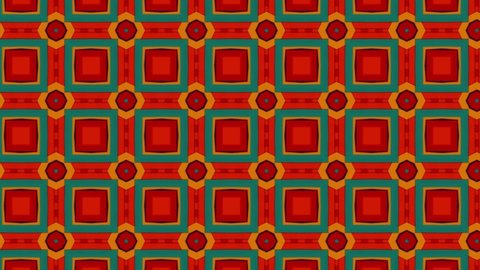 Beautiful red, green and yellow geometric seamless looping pattern geometrical decorative elegant ornament endless background.
