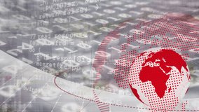 Animation of globe over data processing. global connections, business, digital interface, technology and networking concept digitally generated video. - Powered by Shutterstock - Get 15% off with code: PIKWIZARD15