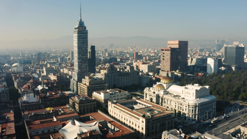 Cityscape of Mexico City the capital of Mexico. Aerial view