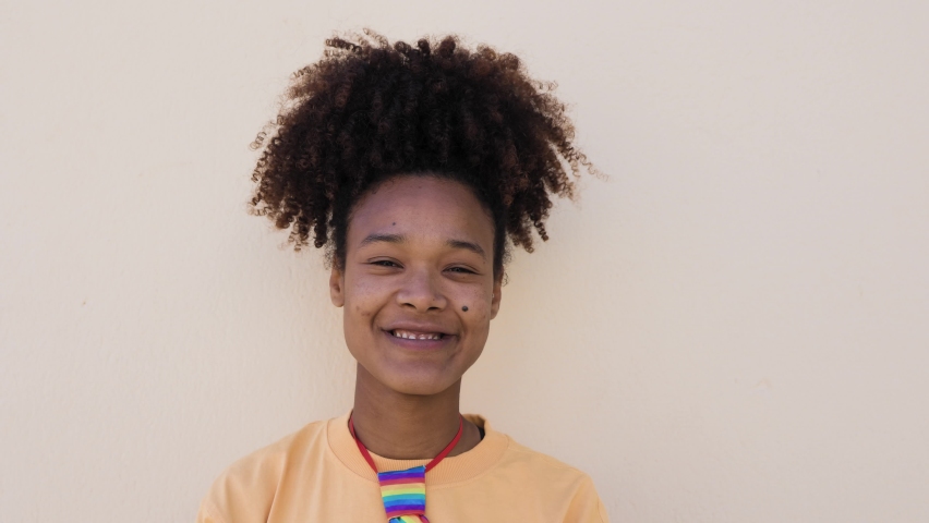 Happy Afro gay woman celebrating pride - LGBT concept Royalty-Free Stock Footage #1087692674