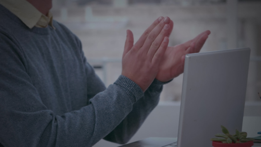 Animation of purple trails and molecules over studding people. school, education and study concept digitally generated video.