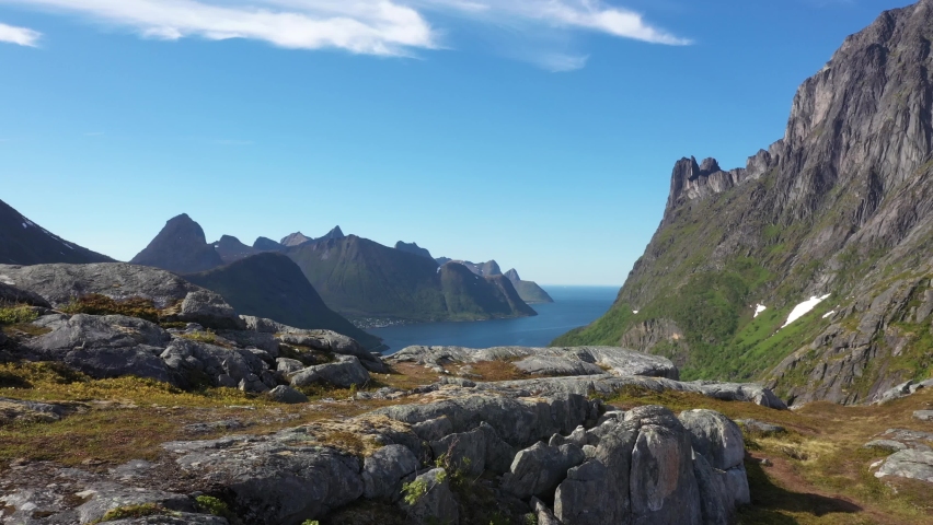 Aerial view , track on the Barden, Norway,island Senja. | Shutterstock HD Video #1087695287