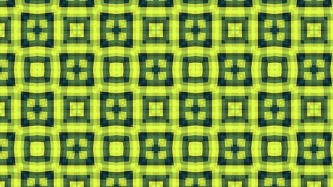 Abstract looped background of fluorescent green and black cubes on a plane of bright colors. A grid of cubes. Classic simple background with animation design. 4K video. 3d render
