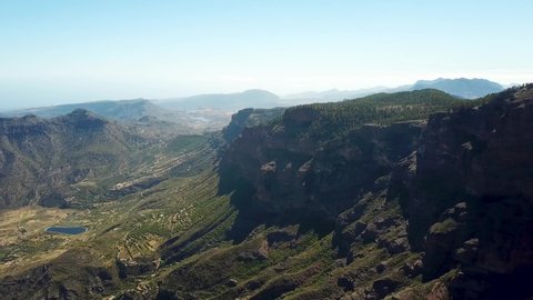 Aerial drone view of the volcanic landscape of Gran Canaria, Canary Islands Spain