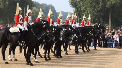 London, UK - Sep 2014 : English guard soldier. Solider guard of Buckingham palace, London England