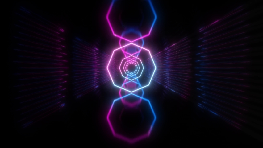 Abstract Neon Endless Tunnel Seamless Loop. Futuristic Spectrum Animation. 4K Royalty-Free Stock Footage #1087716383
