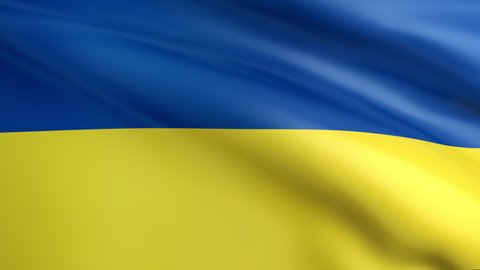 Highly detailed fabric texture flag of Ukraine. Slow motion flag of Ukraine waving sky blue and yellow Ukrainian national colors. Ukraine flag waving in the wind is the national symbol of the country.