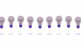 light bulbs animation. New bright idea, Eureka, innovation and invention concept. Creative Outstanding Thinking, different opinion or view. Think different, brainstorming. Genius Solution stock video