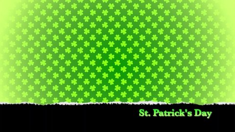 St. Patrick's animated clovers against a green background. For use as a general backdrop, design element or as an overlay for placement of text or other copy.