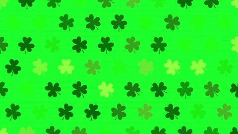 St. Patrick's animated clovers against a bright green background. For use as a general backdrop, design element or as an overlay for placement of text or other copy.