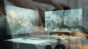 Animation of financial data processing over caucasian man walking with bicycle. global business, data processing and digital interface concept digitally generated video. - Powered by Shutterstock - Get 15% off with code: PIKWIZARD15