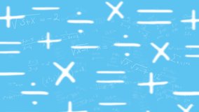 Animation of mathematical equations on blue background. school, education and digital interface concept digitally generated video. - Powered by Shutterstock - Get 15% off with code: PIKWIZARD15