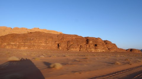 Driving around wadi rum the famous valley of the moon jordanian tourist travel destination