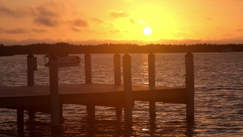 Wonderful pier at a golden sunset