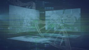 Animation of interference over dna strand and data processing. global business, data processing and digital interface concept digitally generated video. - Powered by Shutterstock - Get 15% off with code: PIKWIZARD15