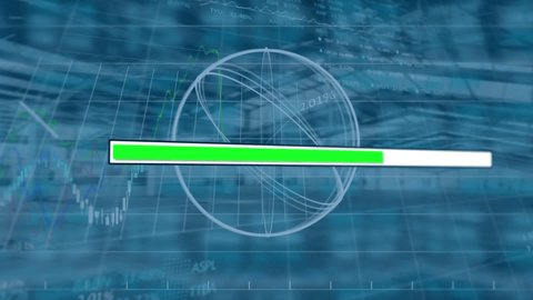 Animation Data Loading Bar Over Financial Stock Footage Video (100% ...