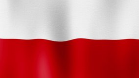 4K Animated Poland Flag waving randomly. Seamless looping animation.